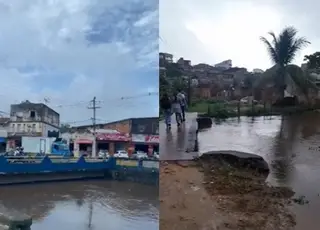Nível do rio sobe em Gandu, e já deixa moradores em alerta