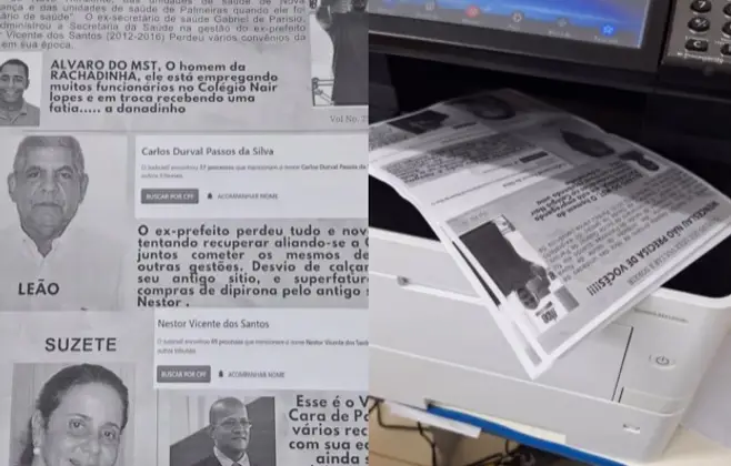 Folhetim com conteúdo falso atacando Gabriel de Parísio é encontrado em impressora de escola municipal em Wenceslau Guimarães