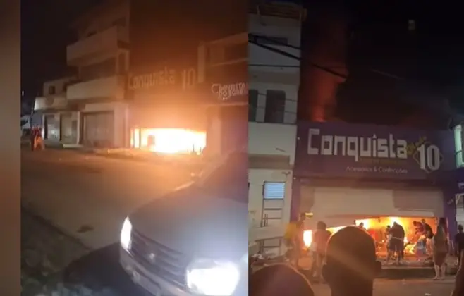 Incêndio destrói loja de roupas na cidade de Ubaitaba