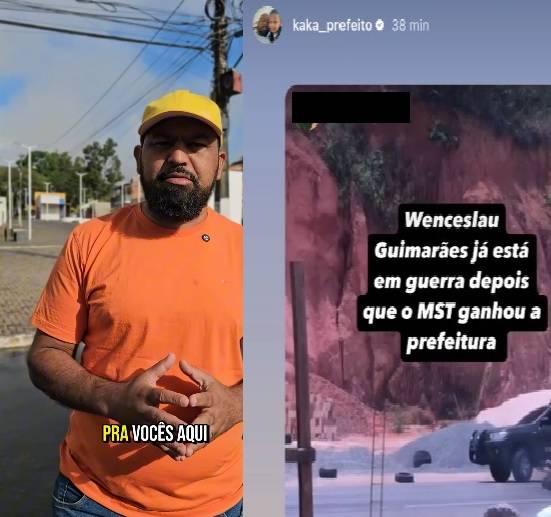 Prefeito de Wenceslau Guimarães compartilha fake news insinuando que município estaria em guerra após vitória de Gabriel de Parísio